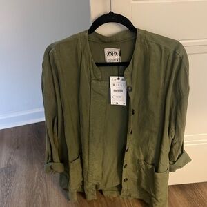 Zara Khaki Green Casual Jacket